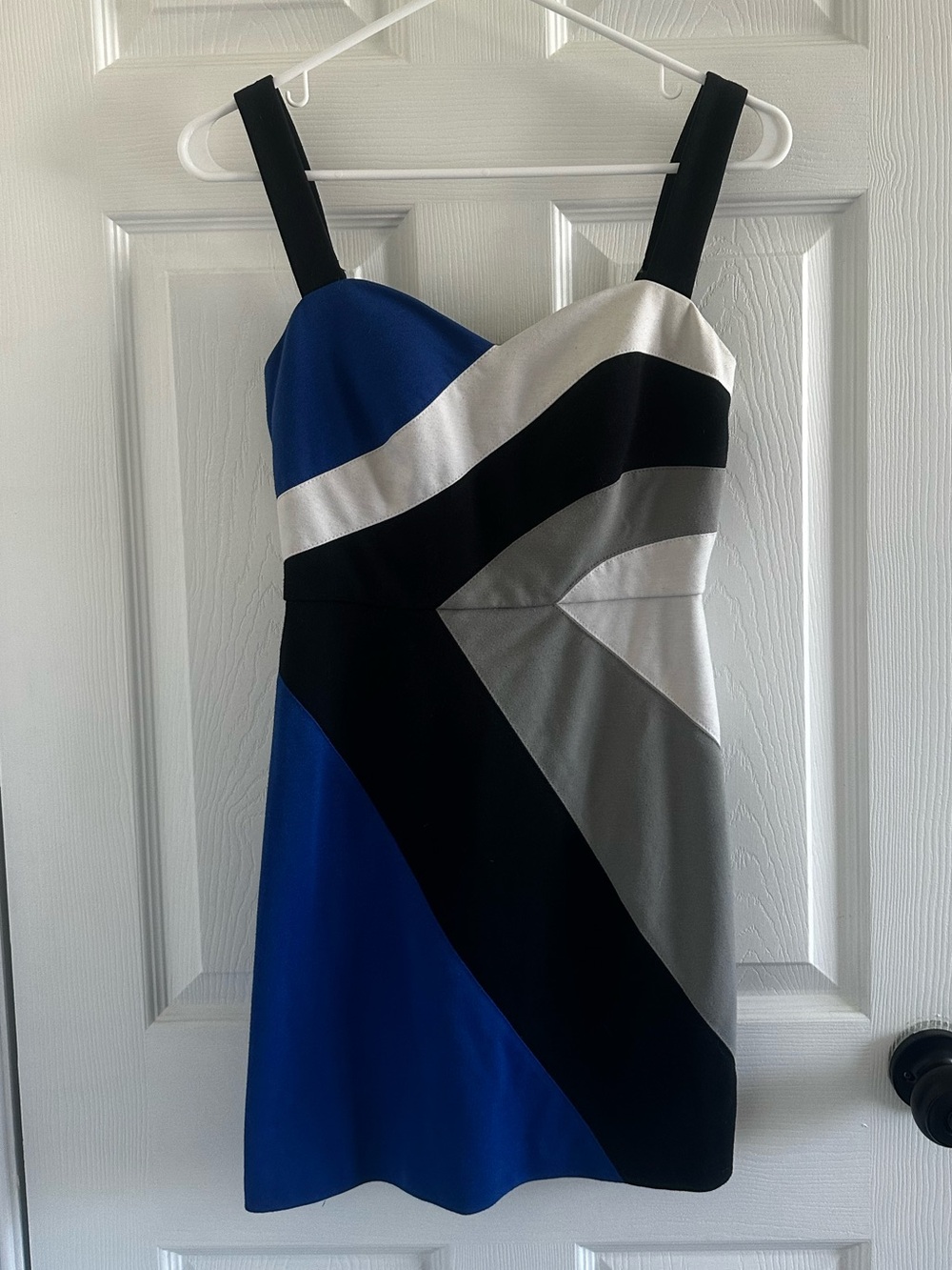 BCBGeneration Blue, Black & white Colorblock Mini Dress